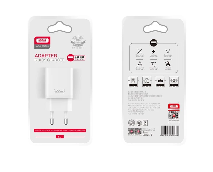 XO 2.4A USB-väggadapter